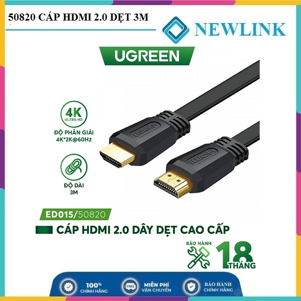 HÌNH ẢNH SẢN PHẨM CÁP HDMI 2.0 DẸT UGREEN CAO CẤP 4K/2K